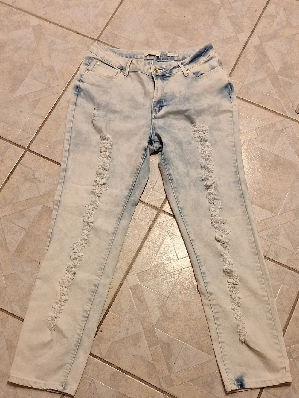 Nicki Minaj Light Blue Distressed Skinny Jeans Hi Rise Size 15/15